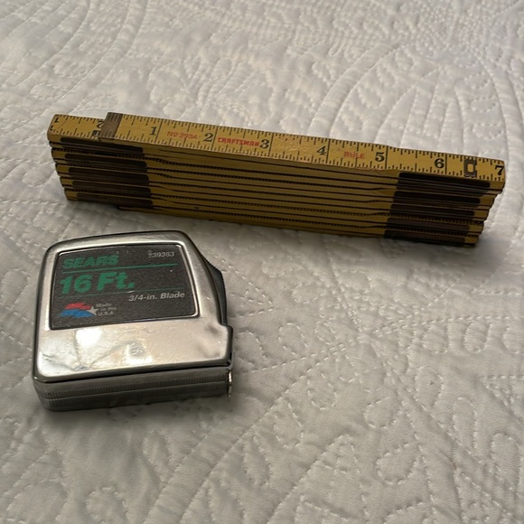 Set of 2 Carpenters Measuring Tools Sears 16 FT. Tape & Craftsman Folding Stick - Picture 10 of 10